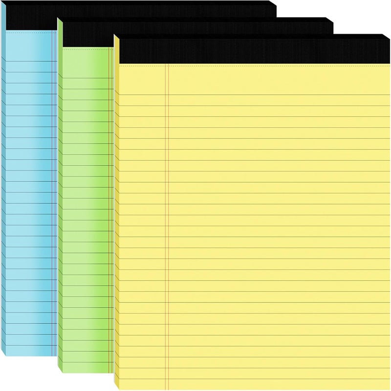Ciphyfee 3pcs Legal Pads 8.5 x 11,Notepads 8.5 x 11 Inch, 30 Sheets/Pack, Color Note Pads Clear Print Writing Pads of Paper, Perforate Wide Ruled Lined with Sturdy Back for Office, Business & School Supplies - Image 1
